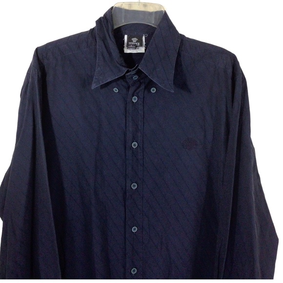 Vtg Versace Jeans Couture Ittierre Spa Striped Button Down Shirt Size XL 16.5 - Picture 5 of 8
